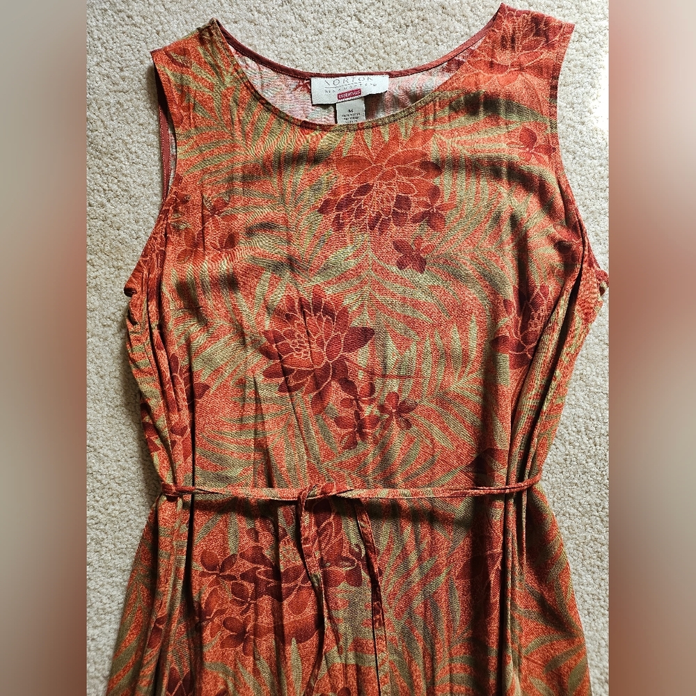 Rust Floral Sleeveless Maxi Dress